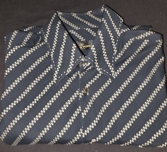 Bugatchi Men’s L Regular Black/White Striped Long Sleeve Collared Dress Shirt