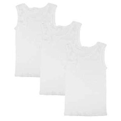 Falari Men’s Medium Ribbed White A Frame Tank Tops – 3 pack