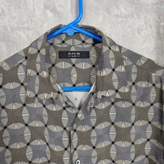 Axis LA 100% Silk Button Front Short Sleeve Shirt Geometric Print Men’s M