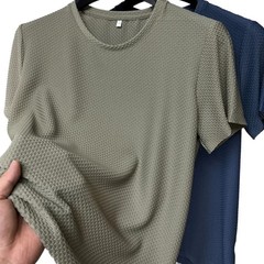 Silk High-End Solid Color High Quality Short Sleeve T Shirts Men’s