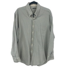 J. McLaughlin Cream Tan Blue Plaid Long Sleeve Button Down Mens XL