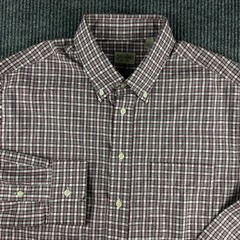 Gitman Bros Mens XL Plaid Button Down Shirt Burgundy White Cotton Made USA NWOT