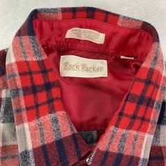 Vintage Backpacker Red Blue Flannel Button Shirt SZ Large 100% Acrylic Workwear