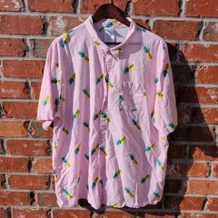 Isaac Morris Limited Button Down Mens XXL Pink Pineapple Print