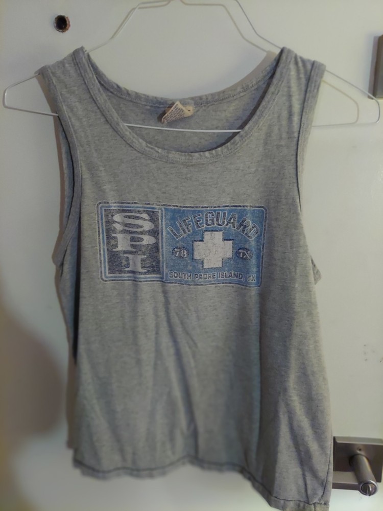 High Sierra, XL(18-20) gray South Padre Island, TX lifeguard sleeveless shirt