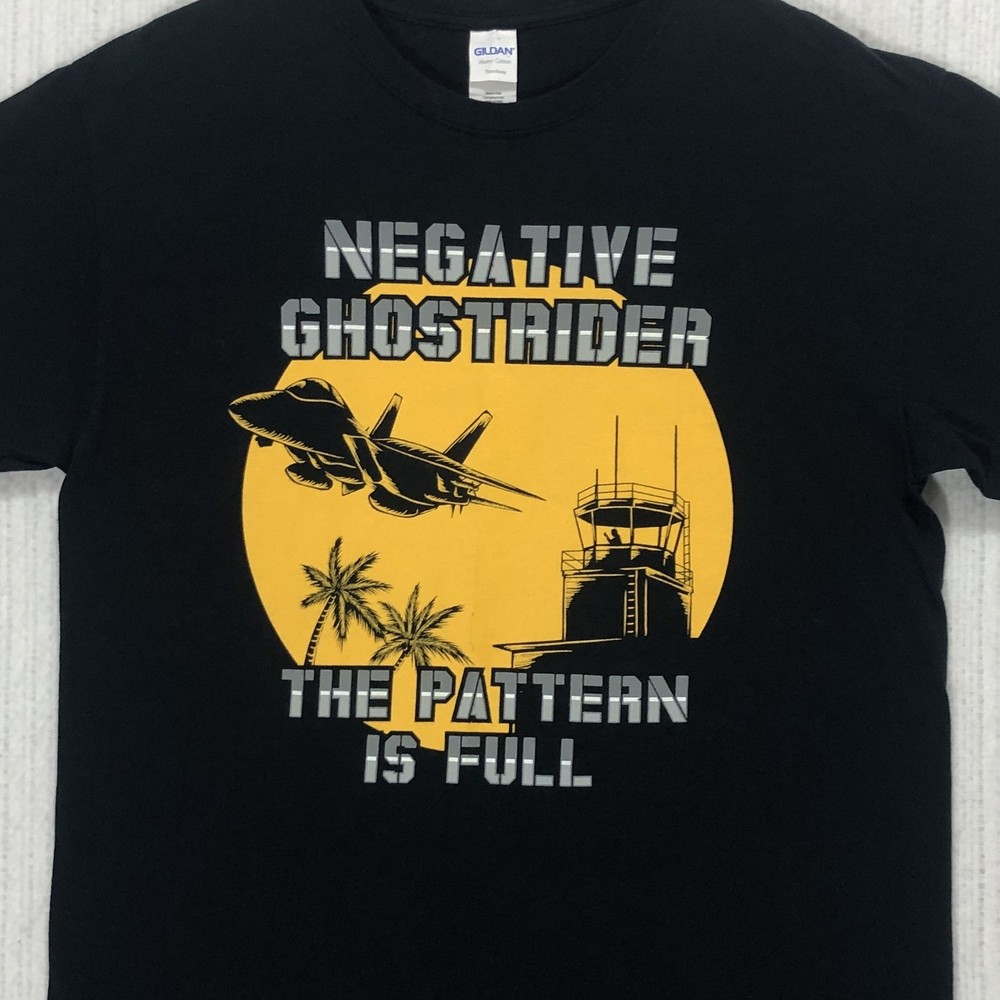 Gildan Negative Ghostrider The Pattern Is Full Top Gun Graphic T-Shirt Black L