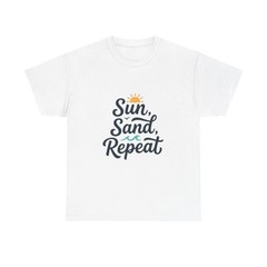 Sun Sand Repeat Tee | Beach Script Shirt, Summer Vacation Top
