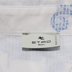 Etro NWOT Dress Shirt Size 38 in White with Blue Large Paisleys 100% Cotton