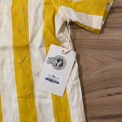 NWT Duvin Design Cabana Button Up Shirt Yellow Striped Short Sleeve Mens Medium