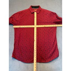 CONSEQUENCE Roses Flex Button Down in Burgundy Mens XL Slim Fit