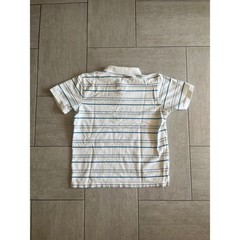 Old Navy Mens White Blue Green Striped Fleur De Lis Polo Shirt Size 22.5×26
