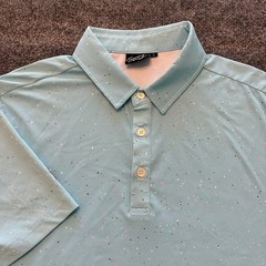 Sunday Swagger Sailin’ Paint Splatter Print Golf Polo Shirt Mens Large Stretch