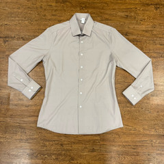 State & Liberty Beige Check Performance Long Sleeve Button Up Dress Shirt Men L