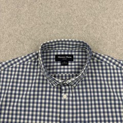 Mizzen+Main Shirt Mens XXL Blue Gingham Leeward Dress Trim No Tuck Stretch Work