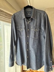Iron Heart Denim Chambray Work Shirt Blue XL Made In Japan◎