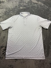 Straight Down Polo Shirt Mens Medium Blue Pineapple Palm Edgewood Golf Stretch