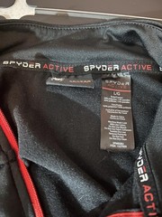 Spyder Active ProWB 1/4 Zip Pullover Mens Large Black Red Long Sleeve