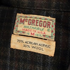 vtg 50s 60s MCGREGOR loop collar flat hem plaid acrylic wool camp shirt MEDIUM