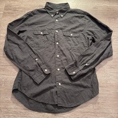 Club Monaco Shirt Mens Medium Gray Cotton Slim Fit Flap Pockets Casual Preppy