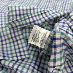 Linea Uomo Gingham button Up Short Sleeve Shirt Men’s L Navy/Teal NWT