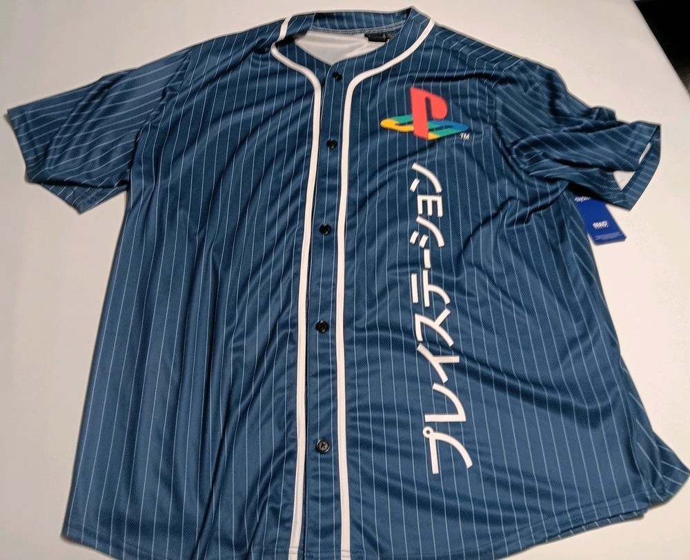 NWT Sony Playstation Button Down Jersey Men’s Size XXL Navy Blue Mad Engine