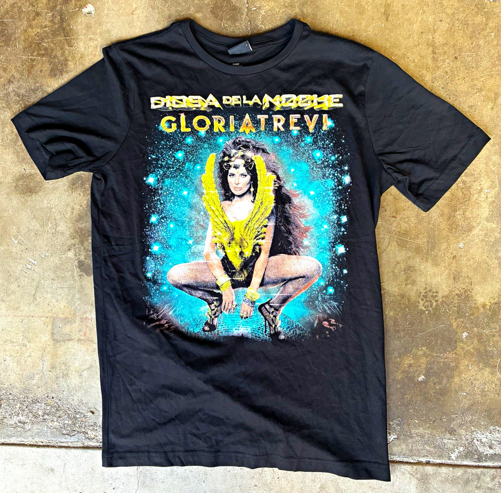 H&M Basic Black Gloria Trevi Graphic Tour Crew Neck T-Shirt Size S 18×25