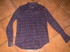 John Varvatos USA Shirt Mens Medium Purple Plaid Button Up Long Sleeve Casual