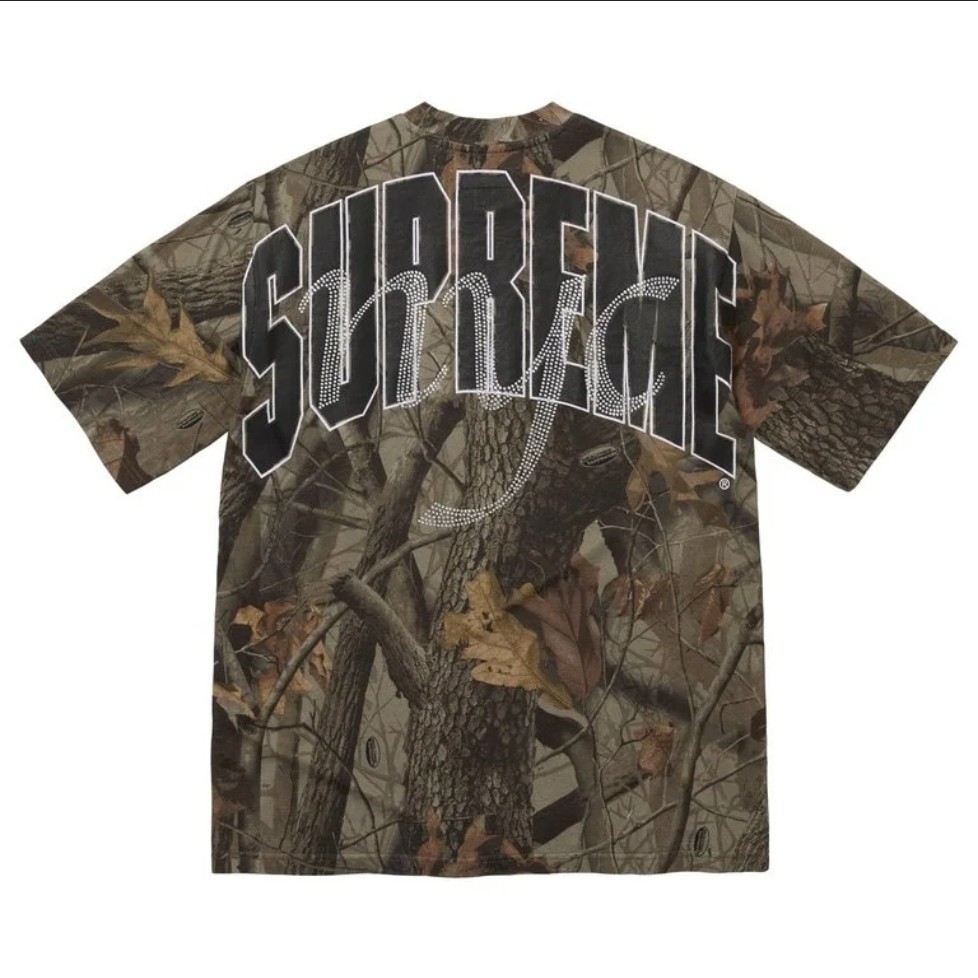 Supreme Rhinestone Script S/S Top SS26 Size XL Realtree Camo NYC Sold Out InHand