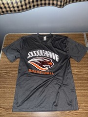 Men’s Susquehanna Basketball Gray Silk T Shirt – Medium 100% Polyester