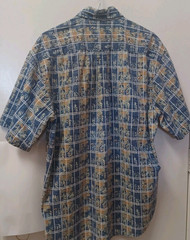 Cambridge Classics Mens X- Large Button Blue Print 100% Cotton Short Sleeve.