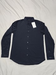Theory Sylvain ND Eclipse Structure Knit Shirt Mens Medium Long Sleeve Button Up