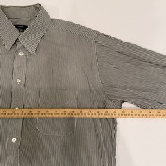 Gitman Bros Button Down Shirt Mens 17 35 Black White Pinstripe Made USA Classic