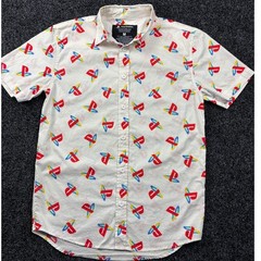 PlayStation Shirt Mens Med White Logo All Over Print Short Sleeve Button Up