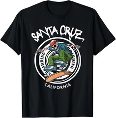 Santa Cruz Skater Laid Back California Skeleton Skateboarder T-Shirt