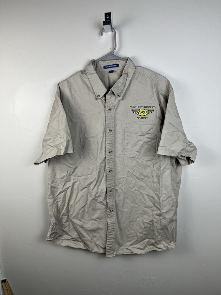 US Forest Service Aviation Northern Khaki Button Down Short Sleeve Shirt Canvas