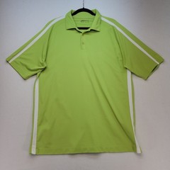 Nike Golf Polo Shirt Men XL Lime Green Sporty Fit Dry Racing Stripe Short Sleeve