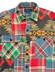 Polo Ralph Lauren Patchwork Flannel Indian Western Southwestern Aztec Shirt M
