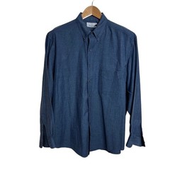 Bill Blass Button Down Shirt Mens XL French Blue Cotton Long Sleeve Casual E05