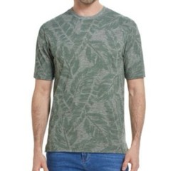 Weatherproof Vintage micro stripe slub jersey large palm leaf plant life