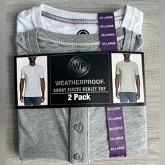 WP Weatherproof® Men’s 2 Pack Short Sleeve Henley Size XXL White/Gray