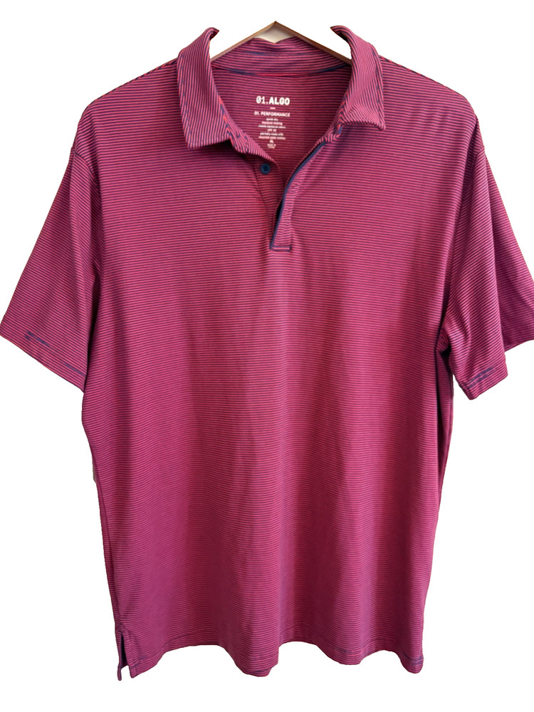 01. Algo Performance Polo Shirt Quick Dry UPF 40 Men’s XL Red Active Golf