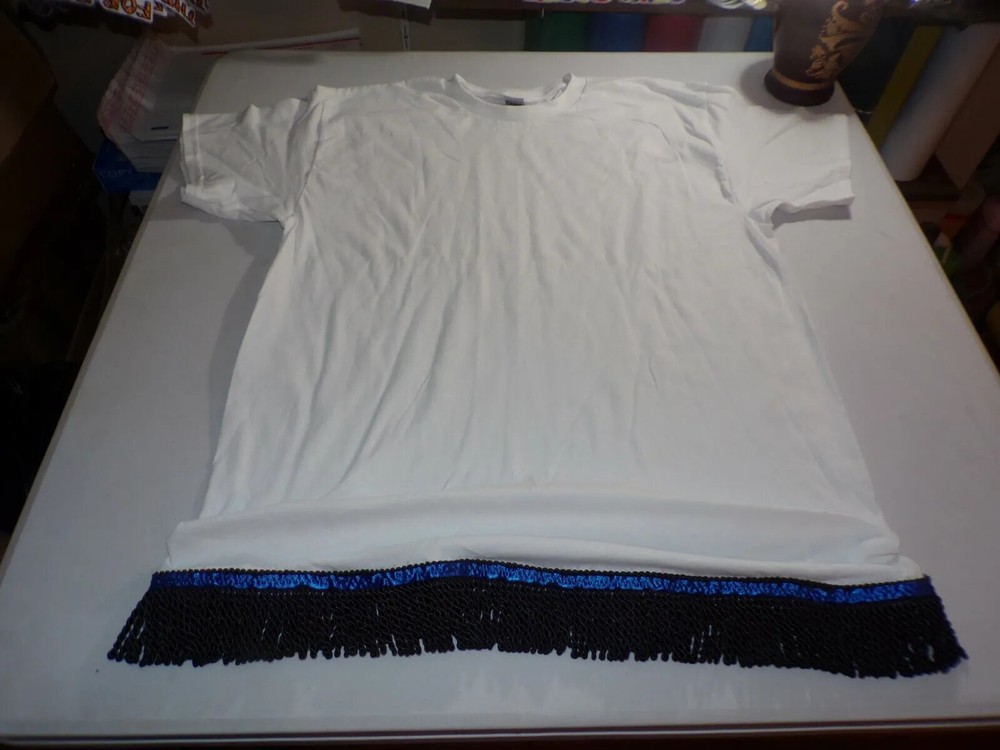 Solid Colors White Tee Black fringes