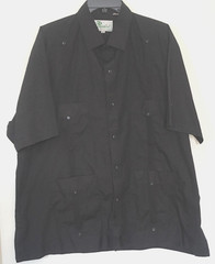 Panabrisa Black Guayabera Shirt Size 1XL Short Sleeve 100% Cotton Pockets slits