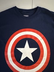 Captain America Shield T-Shirt Navy Blue Men’s Logo Cotton Size Small