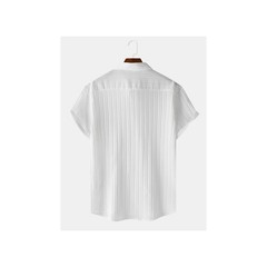 2026 Men Striped Button Down T Shirts Grandad Summer Short Sleeve Casual Tops