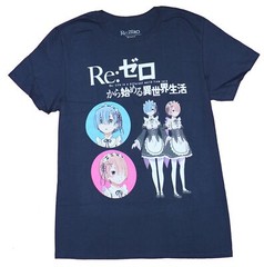 Re Zero Adult New T-Shirt – Rem and Ram Maid Outfits & Circle Faces