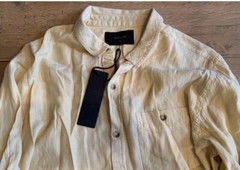 BNWT Rolla’s Men at Work Button Down, Yellow Herringbone Print Large