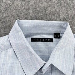 Theory Irving Blue White Multi Button Up Shirt Brand S Long Sleeve