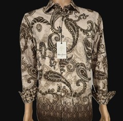 NWT $378 ROBERT GRAHAM WALLINGTON KHAKI OMBRE PAISLEY SILVER EMBROIDERY 3XL