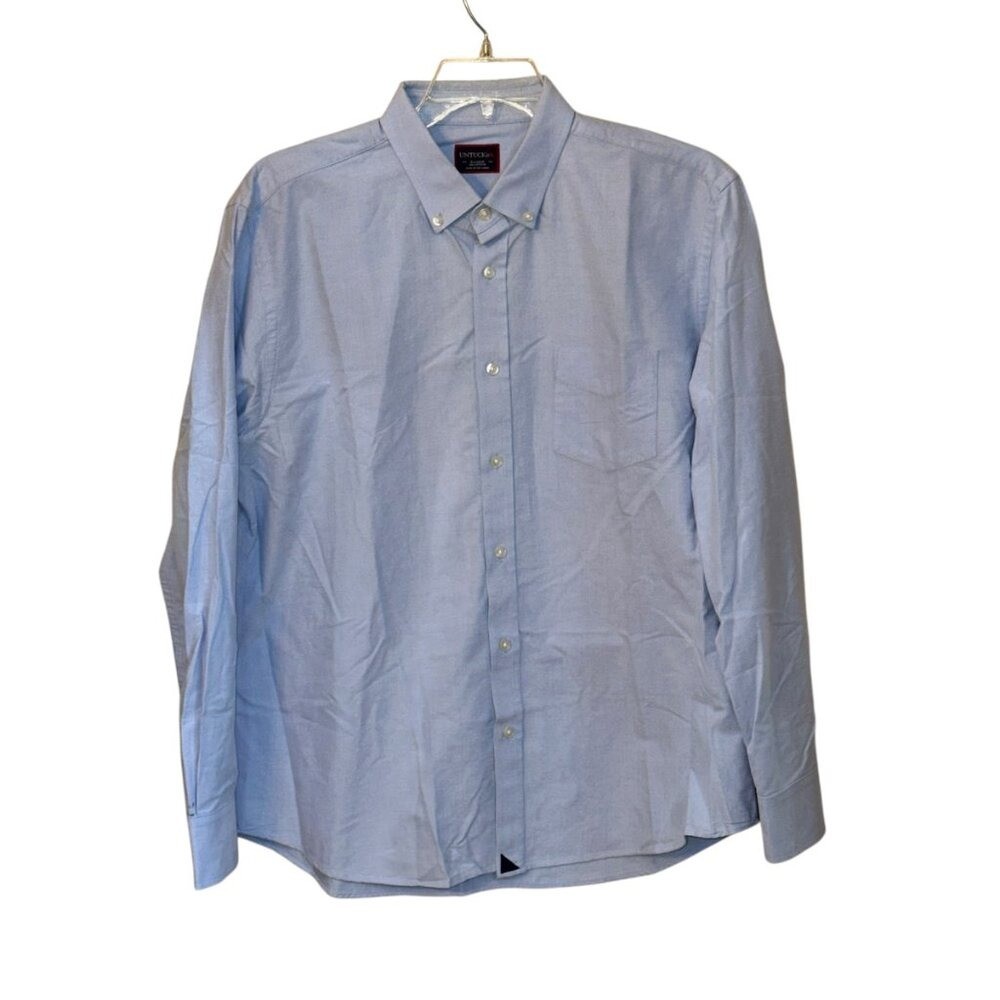 Men’s UNTUCKit Long Sleeve Button Down Blue Dress Shirt XL Work Office Casual
